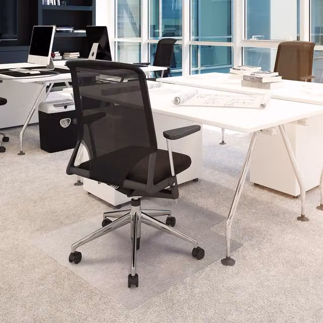 Floortex Transparent PVC Lipped Chair Mat W: 90 cm, D: 120 cm