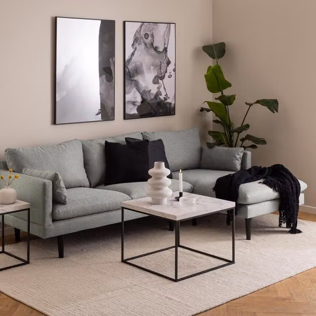 FurnitureboxUK Baron Square Marble Effect Coffee Table in White and Black