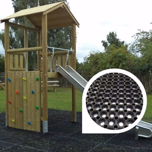 Ark Mat Black Rubber Safety Grass Mat for Playgrounds W: 150 cm, D: 100 cm, H: 1.6 cm – 7