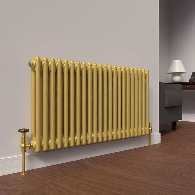 Lux Heat Horizontal 2 Column Steel Radiator in Gold, H: 50 cm x W: 101 cm