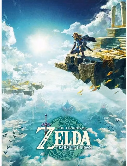 Nintendo Hyrule Skies Multicolour Paper Poster Print in Mid Blue