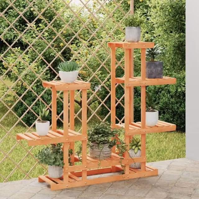 Berkfield Home Retro Solid Wood Flower Stand in Brown, W/D/H: 95 x 25 x 96 cm – 1