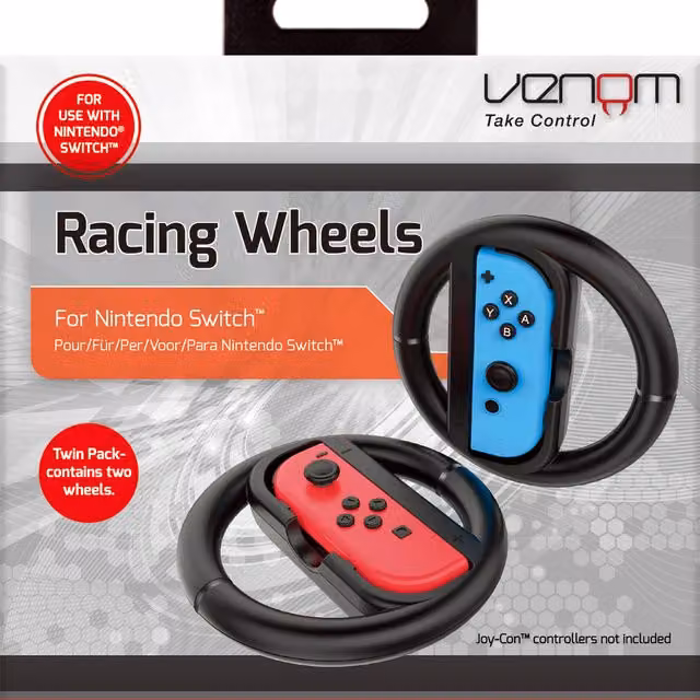 Venom Switch Racing Wheel Twin Pack for Nintendo Switch, Black