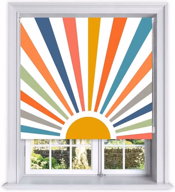 Lister Cartwright Painted Blackout Roller Blinds in Nature Yellow Multicolour, W: 150 cm, H: 160 cm