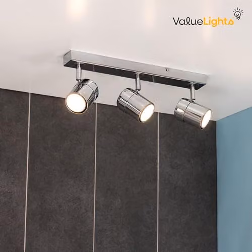 ValueLights Rosie 3 Way Adjustable Silver Chrome Ceiling Bar Spotlight – 2