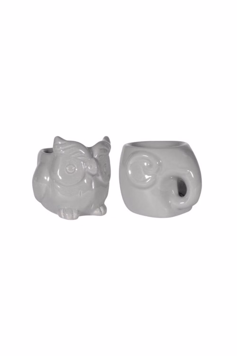 KDMD Tray of 12 Grey Ceramic Owl and Elephant Pots – 2