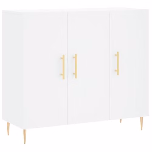 vidaXL Modern White Sideboard in Matt MDF and Metal, W/D/H: 90 x 34 x 80 cm