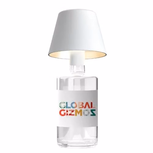 Global Gizmos 66319 LED Wireless Touch Activated Bottle Lamp Shade in White and Transparent