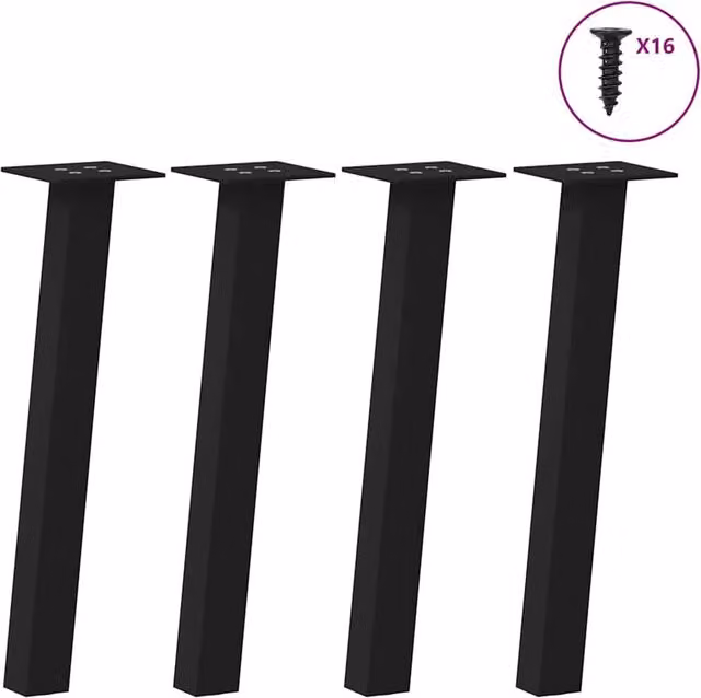 Berkfield Home Steel Coffee Table Legs, 4 Pieces, Black, Height: 30 cm – 1
