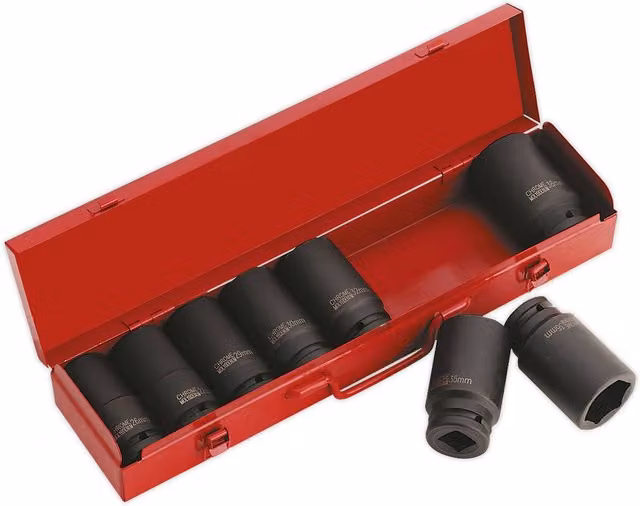 Loops 8 Piece Premium Deep Impact Socket Set, 3/4 inch Sq Drive, Chrome Molybdenum Steel, Black and Multicolour – 1