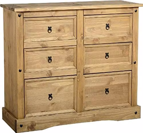 Seconique Corona 6 Drawer Chest in Brown Waxed Pine – 1