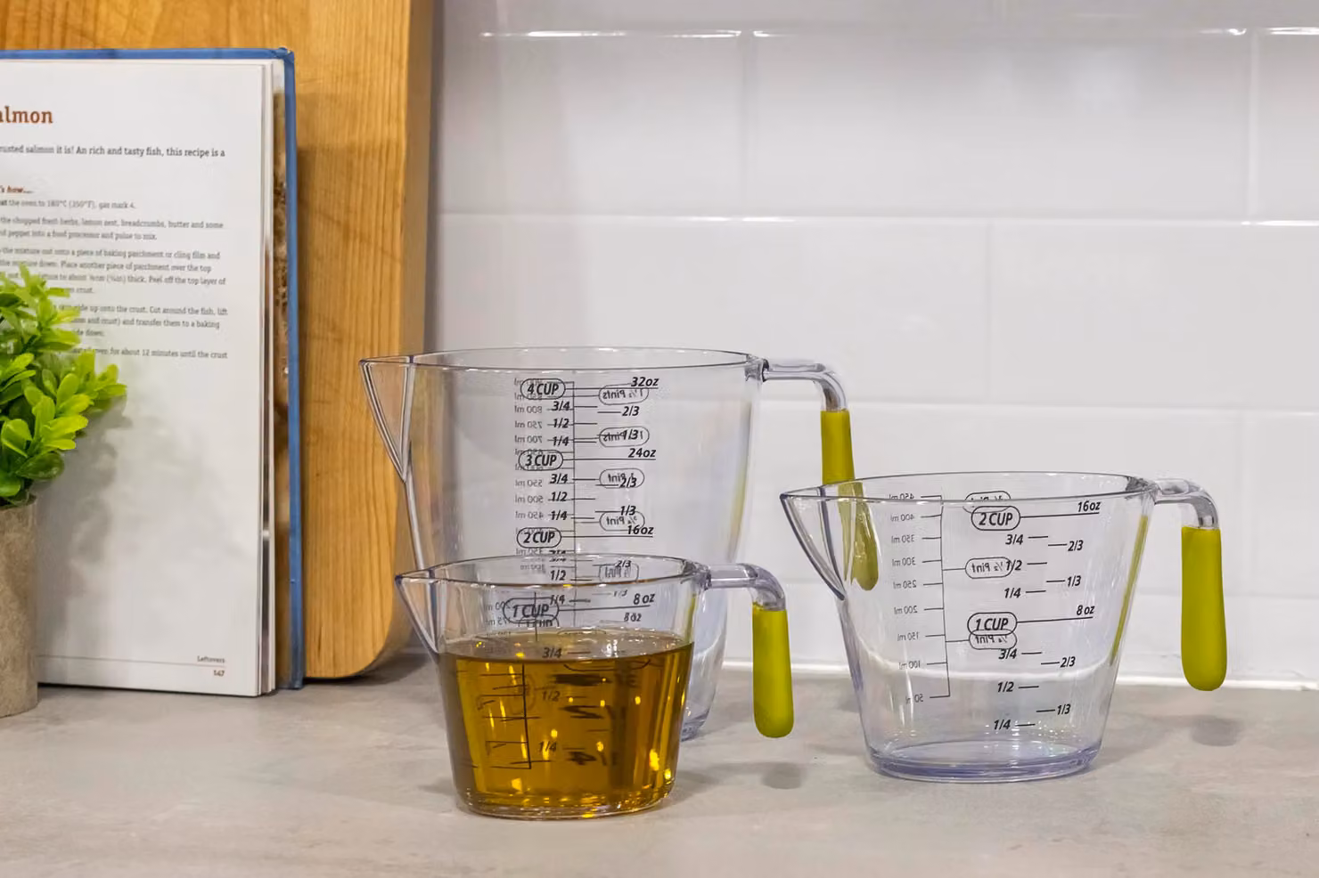 Colourworks 3 Piece Green Transparent Acrylic Measuring Jug Set with Nesting Design and Printed Scale – 2