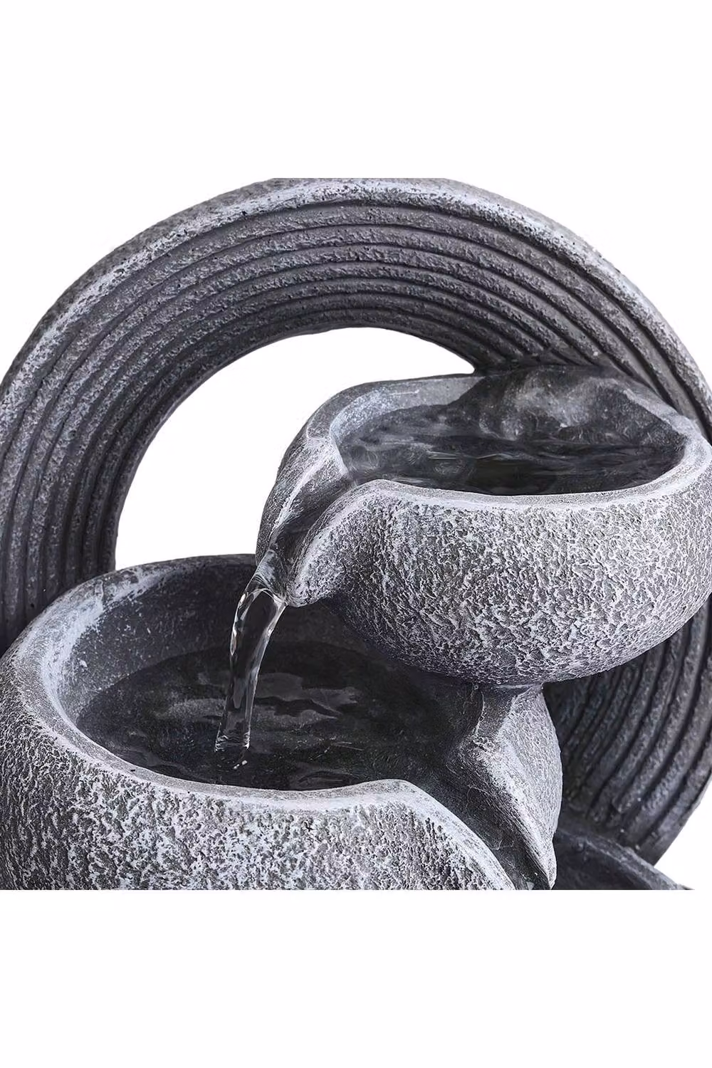 Garden Sanctuary Grey Resin Tabletop Garden Fountain with LED Light – 3