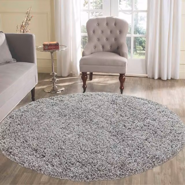 Desire Rugs Plain Grey Shaggy Area Rug, W/D: 120 x 120 cm