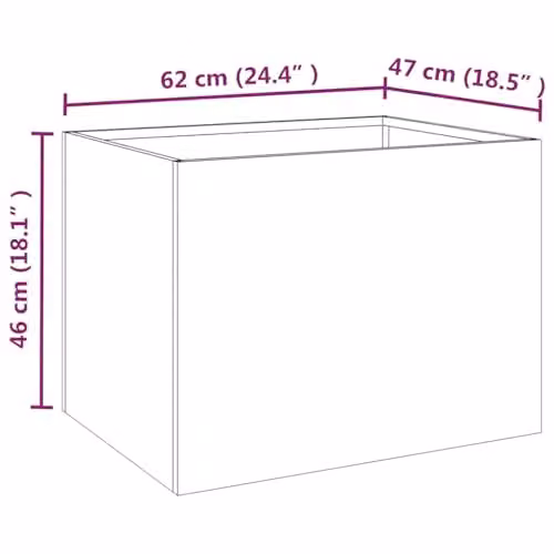 vidaXL Brown Corten Steel Planter Tub W: 62 cm, D: 47 cm, H: 46 cm – 2