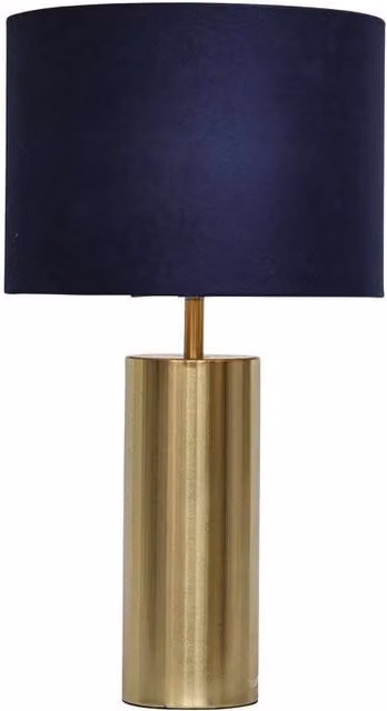 First Choice Lighting Amber Gold Touch Operated Table Lamp with Blue Velvet Shade, Height: 39.5 cm