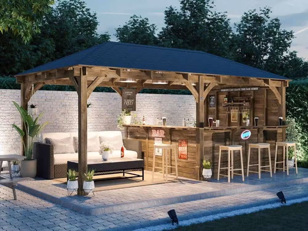Dunster House Leviathan Garden Bar Outdoor Pub Shed with Counter in Brown, W: 600 cm, D: 300 cm, H: 212 cm – 2