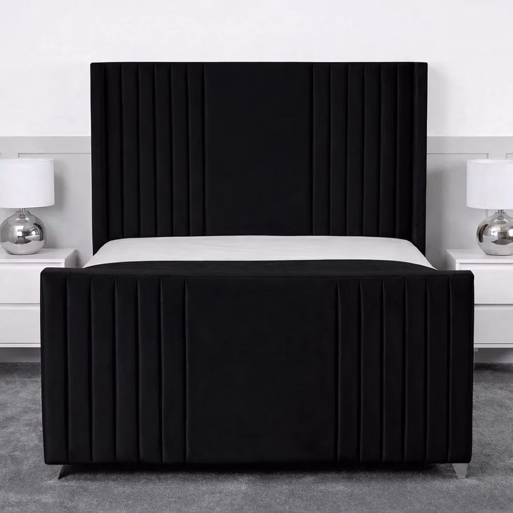 Living Comfort Bedz Emilia Black Velvet Upholstered Gas Lift Storage Bed with 48 Inch Headboard, W/D/H: 180 x 200 cm, King Size – 2