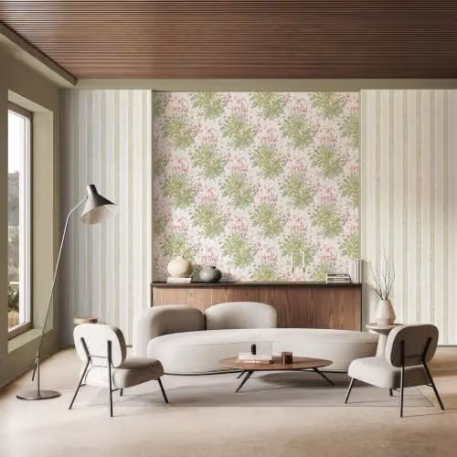 Rasch Holden Decor Chelsea Ferns Botanical Floral Wallpaper in Pink and Green – 3