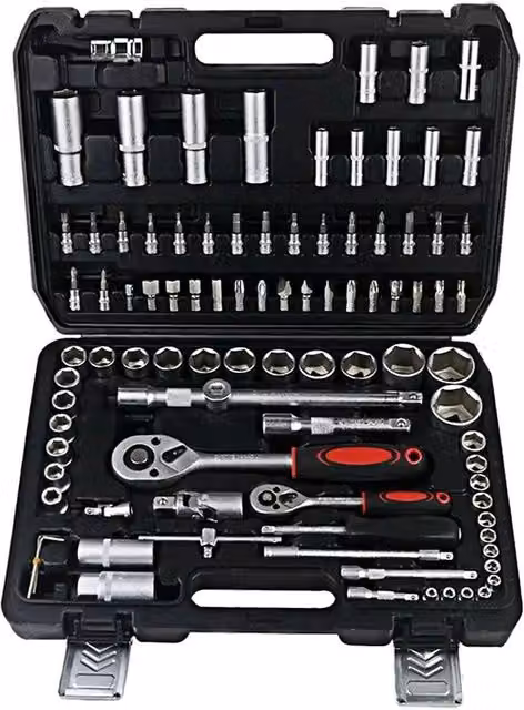Nordara 94-Piece 1/2" and 1/4" Drive Socket Ratchet Wrench Set with Case in Black – 1