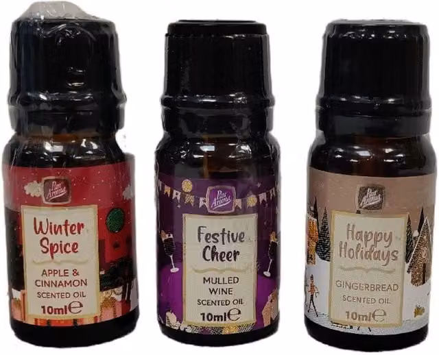 Pan Aroma Christmas Festive Scented Essential Oils for Burner, 3 x 10ml, Natural Spicy and Fruity Scents