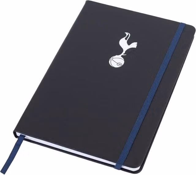 Tottenham Hotspur FC Classic Crest Hardcover Faux Leather Notebook in Black, Blue and Silver