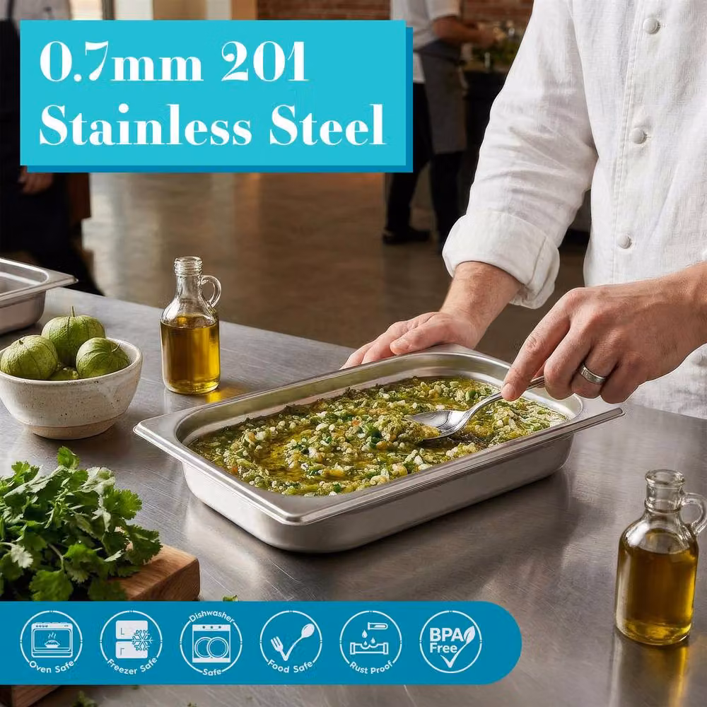 Argon Tableware Stainless Steel Gastronorm Container with Loose Lid, 1/3 Size, 1.5 l, Silver – 3