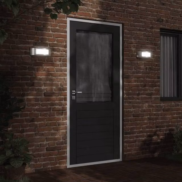 Berkfield Home Set of 2 Modern Silver Stainless Steel Outdoor Wall Lights for Garden and Patio