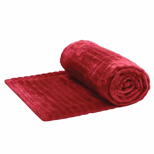 Eldo Soft Fleece Blanket in Burgundy, W/D/H: 127 x 152 cm – 2