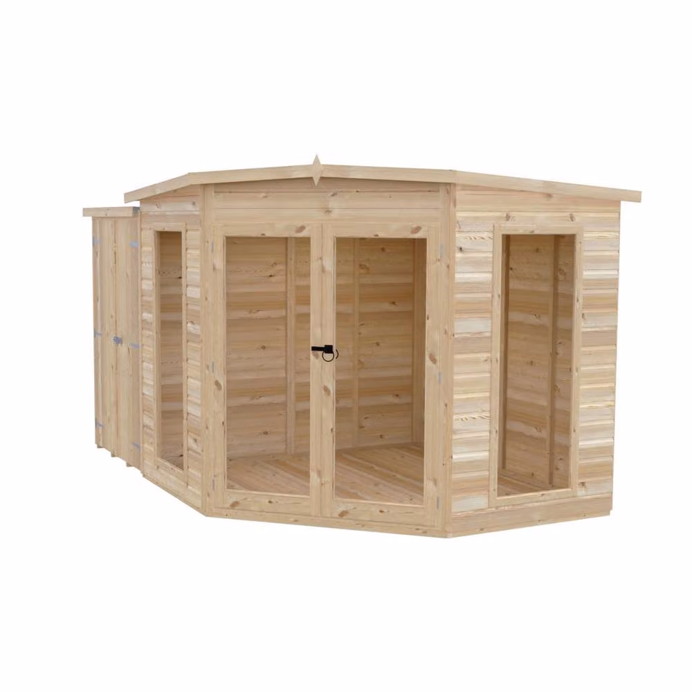 Shires Barclay Wooden Garden Shed with Side Shed in Brown, L119 x W224.8 x H190.2 cm – 2