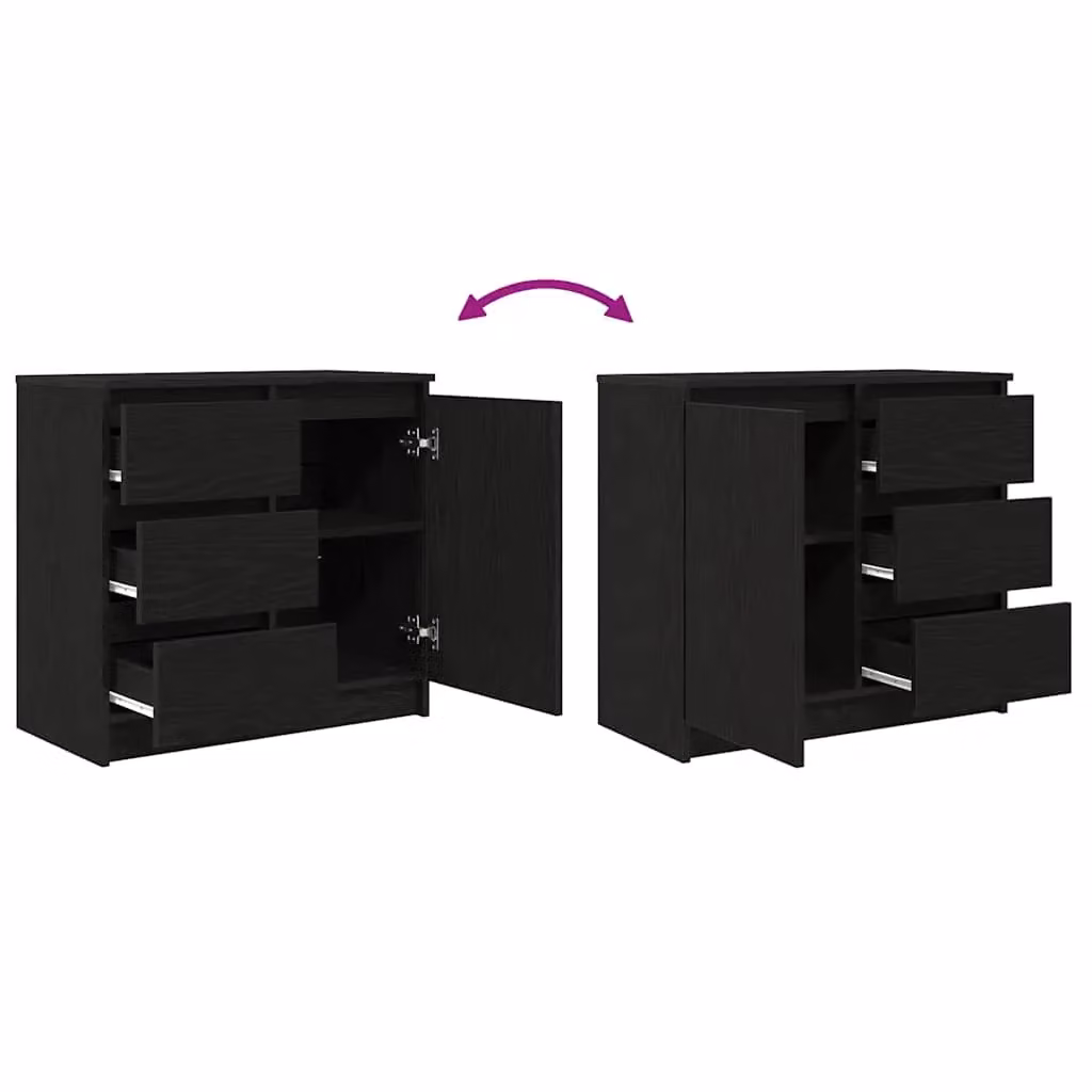Berkfield Home Modern Sideboard with Drawer in Black Oak, W/D/H: 71 x 35 x 65 cm – 5