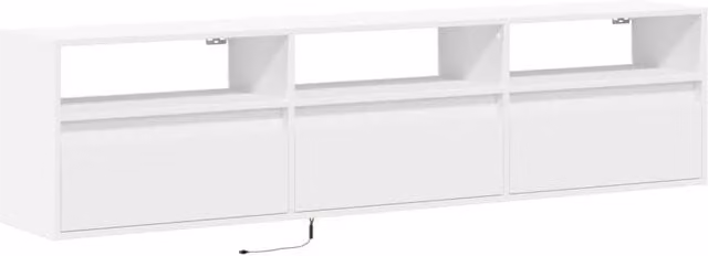 Berkfield Home Modern White LED TV Wall Cabinet W: 180 cm, D: 45 cm, H: 31 cm