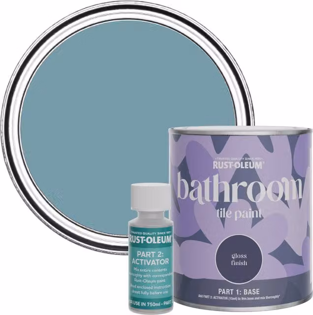 Rust-Oleum Bathroom Tile Paint in Pacific State Blue with a Gloss Finish, 750ml