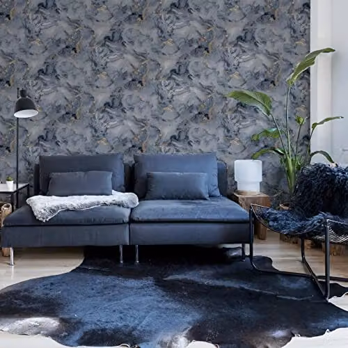 Arthouse Bahia Marble Abstract Wallpaper in Blue, Grey and Gold – 2