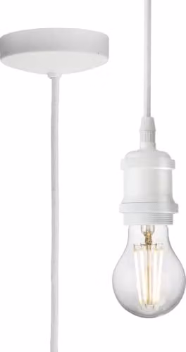 Netlighting E27 Vintage Pendant Set in Matt White with 1.8m Height Adjustable Cable – 1