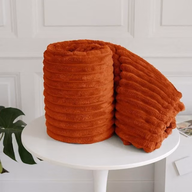 Kampala Hill Chunky Cord Throw Blanket in Orange, W: 150 cm, L: 200 cm