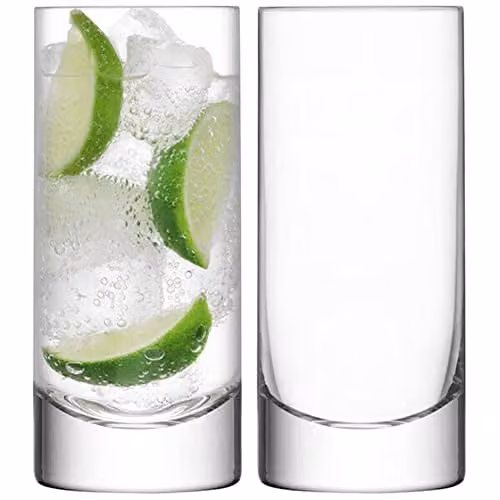 LSA International Set of Two Transparent Glass Highball Tumblers, 420 ml – 1