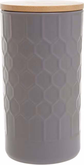Orsina Maison by Premier Geome Geometric Grey Stoneware Storage Canister with Bamboo Lid, 1.25 l – 1