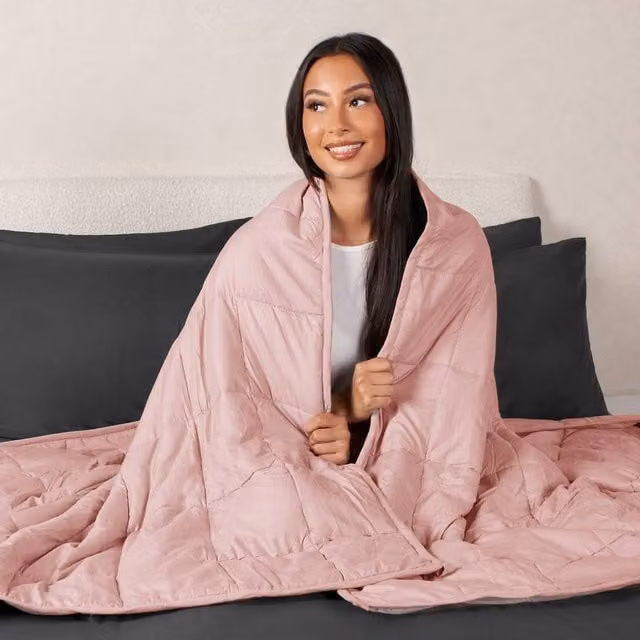 OHS Supersoft Sensory Pink Weighted Blanket for Sleep Therapy, 10kg, W: 150 cm x L: 200 cm – 1