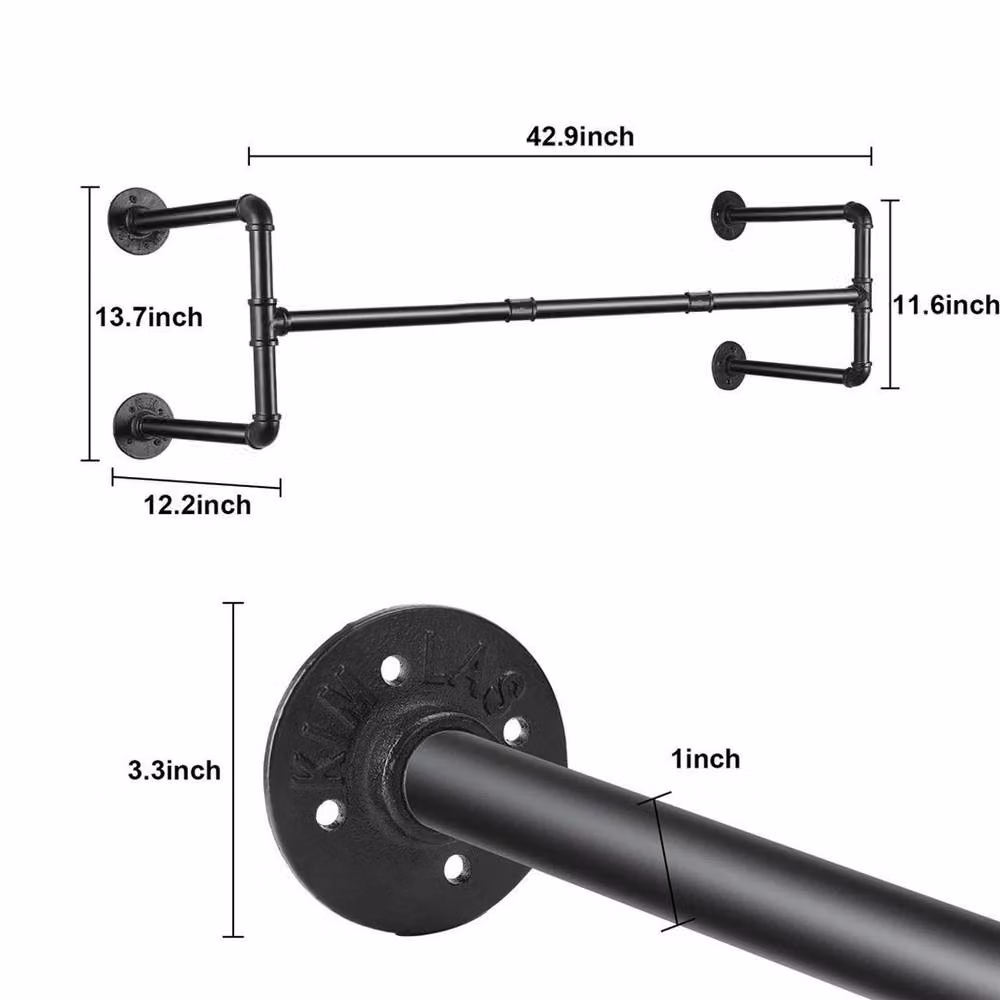 Kelvenix Industrial Style Metal Pipe Clothes Rack in Matt Black – 2