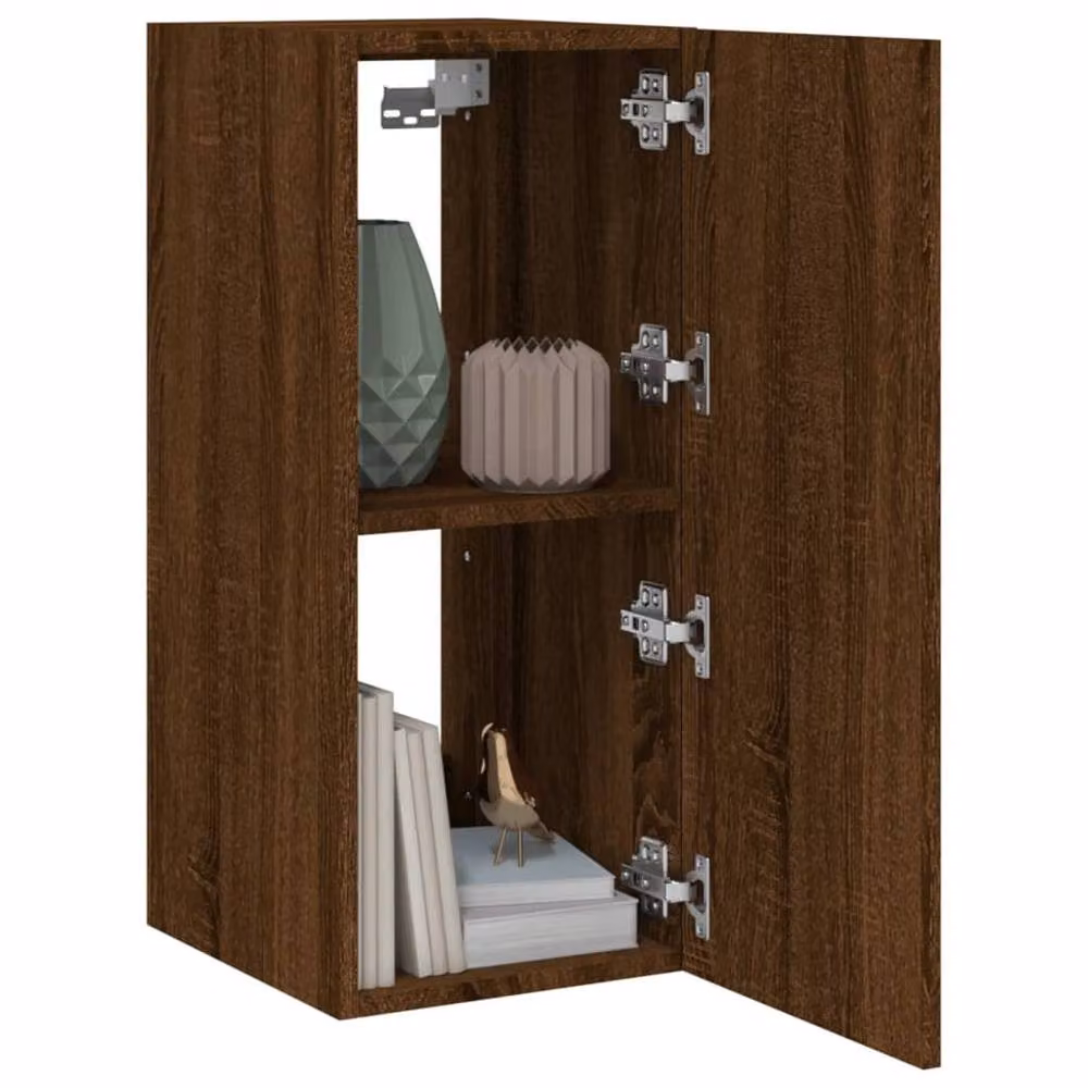 Berkfield Home Modern Wall Mounted TV Cabinet with Integrated LED Lights in Brown Oak, W/D/H: 70 x 30.5 x 35 cm – 5