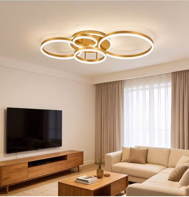 Garden Sanctuary Classic Golden Loops Energy Efficient LED Ceiling Light in Gold – 1