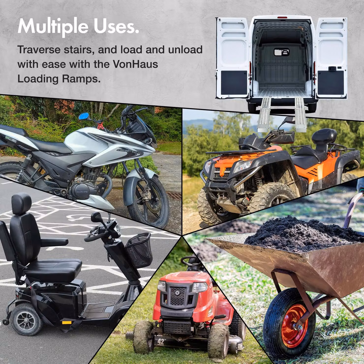 VonHaus Heavy Duty Steel Folding Loading Ramps, Grey, W: 22 cm, L: 160 cm – 3