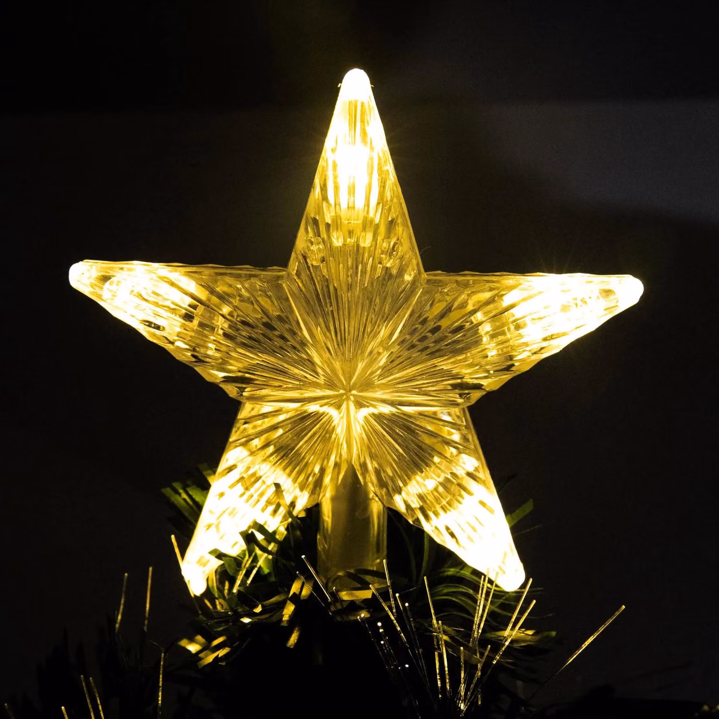 Shatchi Green Pre-Lit Fibre Optic Christmas Star Tree Topper – 7