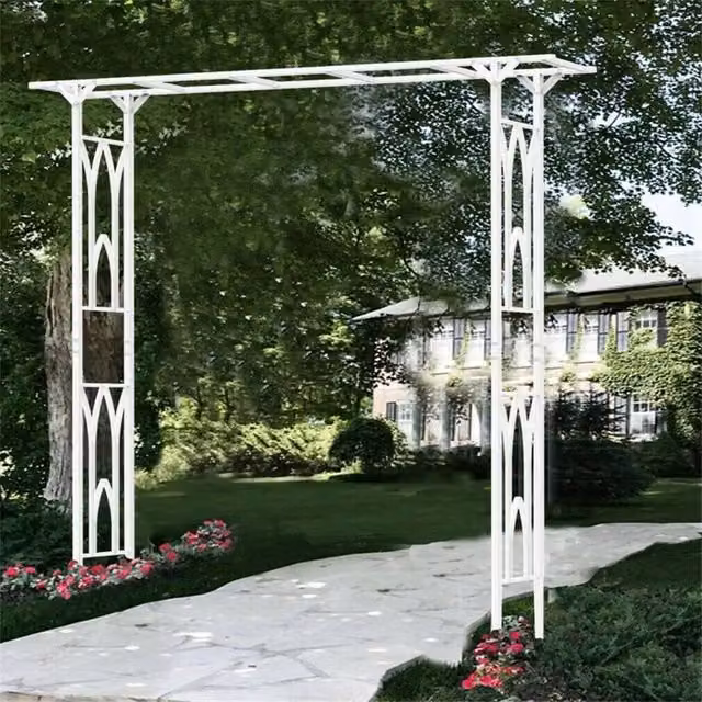 SPETLEK Heavy Duty Metal Garden Arch Trellis in White, W/D/H: 206 x 41 x 208 cm