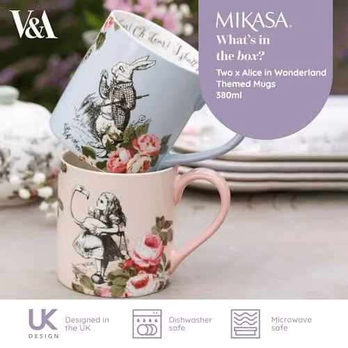 Mikasa Floral Bone China Mug Set of 2, Multicolour and White, 380ml – 2