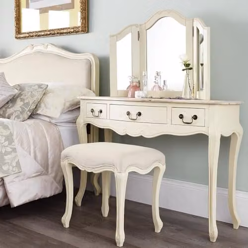 Statement Furniture Juliette 3-Way Dressing Table Mirror in White and Gold, W84cm x H60cm x D2cm – 3
