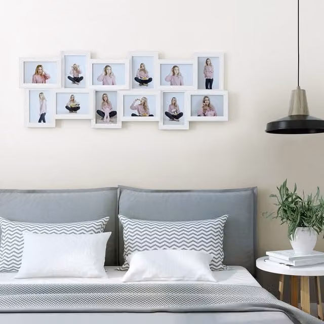 SONGMICS 12-Photo Collage Gallery Picture Frame, White, 33 x 33 cm