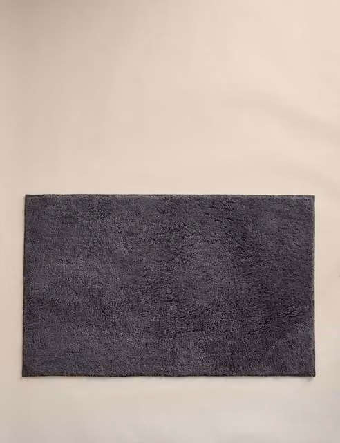 M&S Charcoal Grey Pure Cotton Tufted Non-Slip Bath Mat