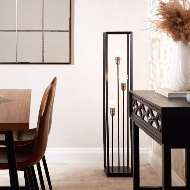 Pagazzi Sully Industrial Floor Lamp in Black, H 120 cm x W 40 cm x D 22 cm